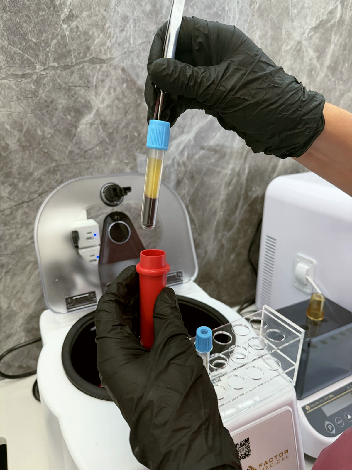 Concentrated by centrifuge